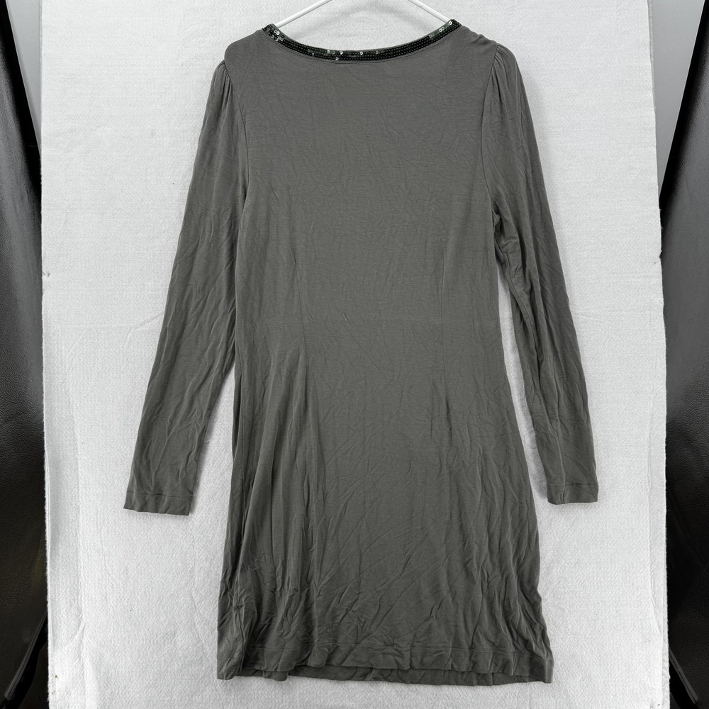 Juicy Couture Dress Womens Large Gray Long Sleeve Sequin Trim Pockets Stretchy‎ - Picture 2 of 8